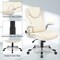 Costway Ergonomic Office Chair PU Leather Executive Swivel with Flip-up Armrests Beige